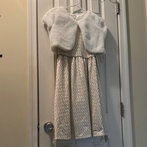 Elegant White and Gold Kids Dress